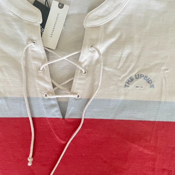 NWT Anthropologie The Upside Lace-Up Pullover Top, 100% Cotton, Size Large - Picture 7 of 16
